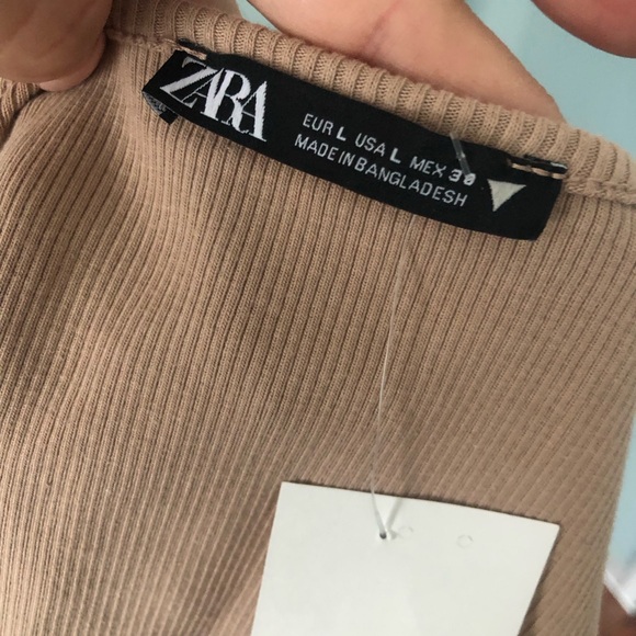 Zara Tan Cotton Top with Neck Straps - Picture 6 of 8